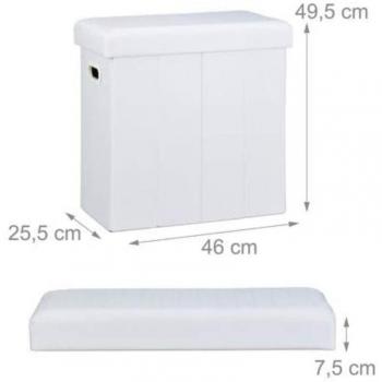 Banc Pouf Rangement Pliable – 50 Litres – Blanc