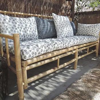 Matelas de sol en coton imprimé L 170 x 60 x 6 cm Blanc