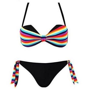 Maillot de Bain Femme 2 Pièces Bikini Bandeau Arc en Ciel - Petit Bonnet