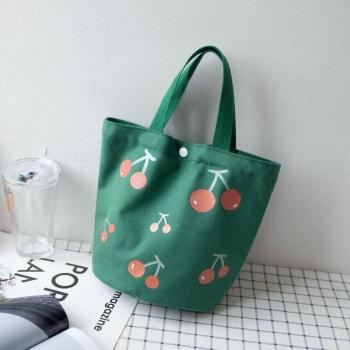 Fiambrera Portátil de Lona con Estampado de Cerezas