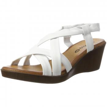 Calzature Estive Donna Zoccoli in Tessuto Bianco Tè Rosso