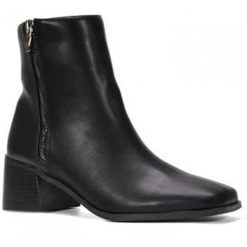 Mid‑Block Heel Square Toe Zip Booties – Willow (Black, Size 7)