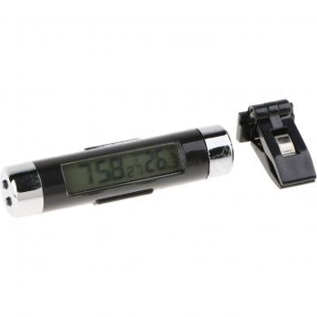 Tragbares Auto-Luftdruck-Thermometer mit LED-Anzeige und Uhr, 8,5 cm, blau