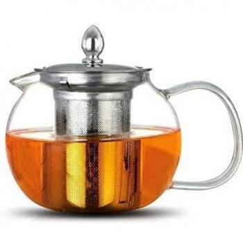 Clear Glass Teapot Infuser – 600ml Borosilicate & Stainless Steel Lid