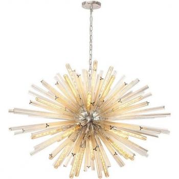 Hornby 32 Light E27 Oval Pendant Polished Nickel with Champagne Glass