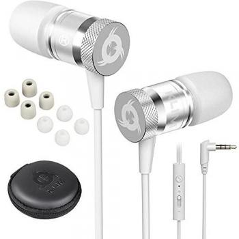 KLIM Fusion Écouteurs Intra-Auriculaires - Haute Qualité Sonore - Garantie 5 Ans - Design Innovant - Mousse à Mémoire - Prise Jack 3,5mm - Blanc