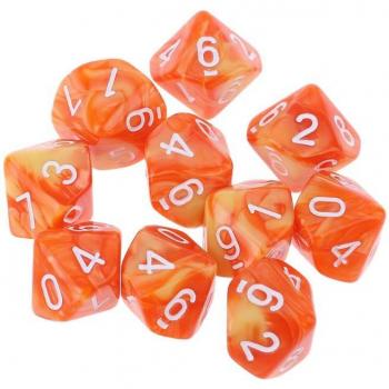 10-Sided D10 Dice Beads - Set of 10 for Tabletop Games