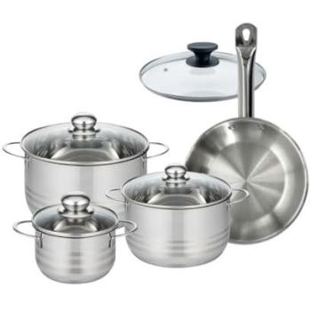 Ensemble Poêle 24 cm Inox + Couvercle Verre, 3 Faitouts (16/20/24 cm) – Fackelmann Eterna