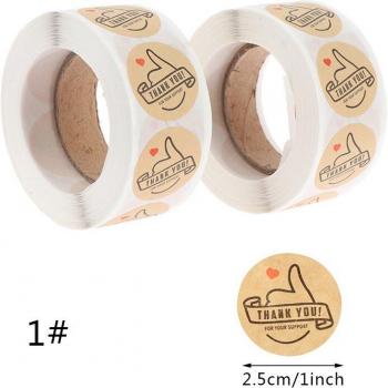 Handmade Thank You Sticker Labels - 2 Rolls