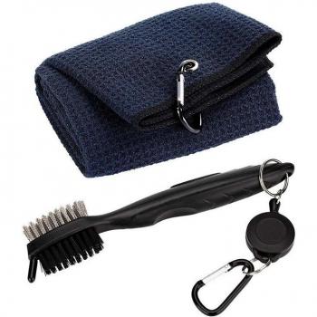Mousqueton serviette golf + kit entretien clubs sportifs