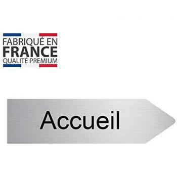 Panneau flèche directionnelle personnalisable - Couleur argent brossé - Signalétique intérieure/extérieure