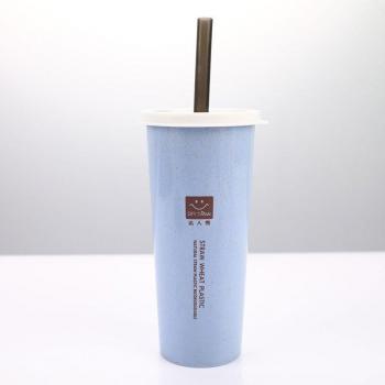 Vaso de viaje con doble tapa y pajita