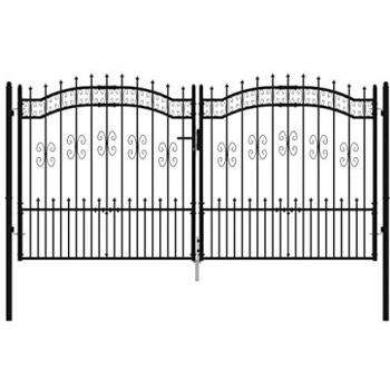 VidaXL Fence Gate with Spear Top Black 305x198 cm Powder-coated Steel