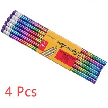 Crayon d'écriture arc-en-ciel en bois, 4 pièces