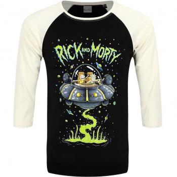 CID Rick & Morty-Nave Espacial Camiseta de Manga Larga, Negro (Negro), Mediana para Hombre