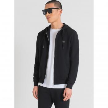 Felpa Slim Fit con Logo Metallico e Base Gommata