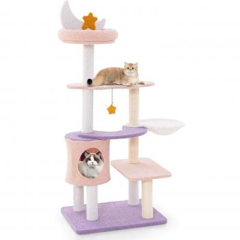 Torre Gatto Interiora Violetto – Albero 58 cm con Piattaforme, Gioco e Cuccia