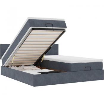 Lit ottoman avec matelas velours gris foncé 180×200 cm