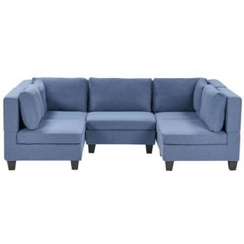 Beliani Modular Sofa Blau mit schwarzen Beinen