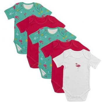 Flamingo Bio Baby-Bodys kurzarm 5er-Pack