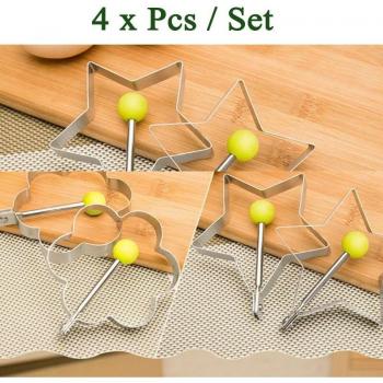 Molde para huevos fritos, set de 4, acero inoxidable 430, formas de corazón y ciruela