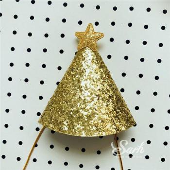 Sombreritos dorados de cumpleaños con estrellas de colores - 5 piezas
