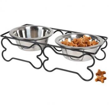 Doppelnapf aus Edelstahl für Hunde und Katzen 2x 300ml
