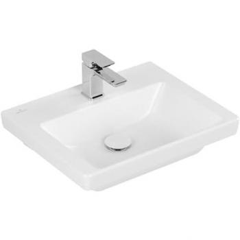 Villeroy und Boch AG Villeroy & Boch Subway 3.0 Handwaschbecken, 500 x 400 mm, 1 Hahnloch, ohne Überlauf, ungeschliffen, 437051, Farbe: Stone White, Ceramic Plus