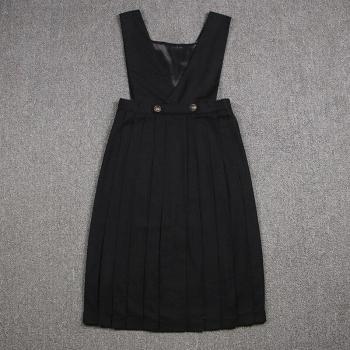 Vestido Escolar Sailor Liso Plisado con Tirantes - Uniforme Cosplay Negro y Azul