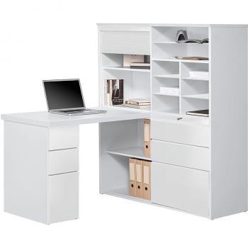 Minioffice von MAJA – Icy‑Weiß Holzdekor in Hochglanz (126,60 × 187,00 × 150,00 cm)
