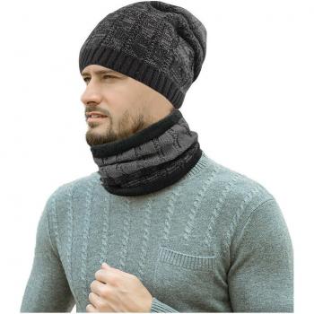 Sombrero de Punto Doble: Set Invernal Masculino a Prueba de Viento