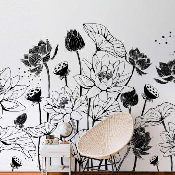 Décor Panoramique Nympheas Noir-Blanc 510x250 cm