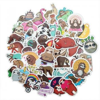 10/50PCS Sloth PVC Stickers - Cute and Waterproof for DIY