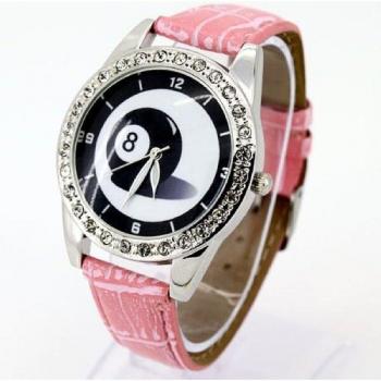 Montre Décontractée en Cuir Noir pour Femme