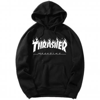 Sweatshirt Thrasher Unisexe Noir à Capuche S avec Poche