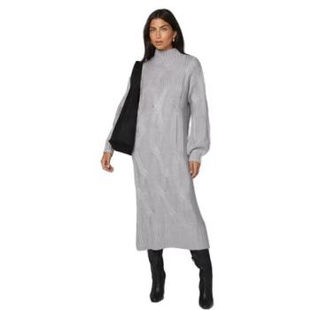 Large Grey Marl Relaxed Cable Knit Midi Dress