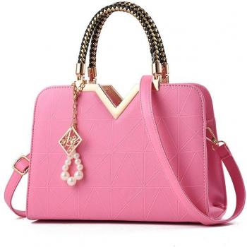 Synthetic Leather Beaded Shoulder Bag