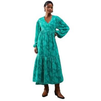 Womens Green Burnout Chiffon Wrap Midi Dress - Size 16