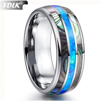 Anillo de compromiso masculino con incrustaciones de ópalo azul
