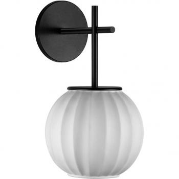 Mei Textured Black Wall Light with Porcelain Globe
