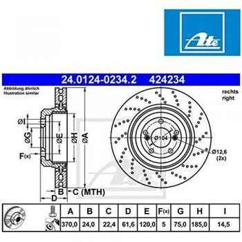 High Carbon Ventilated Brake Disc ATE 24.0124-0234.2