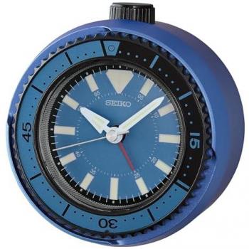 Seiko QHE207E Wecker in Blau mit Piepalarm und Leuchtanzeige