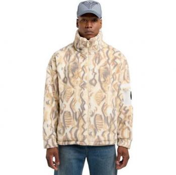 Carlo Colucci Weiche Teddy-Übergangsjacke – Beige – Herren XL