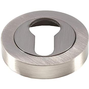 Satin Nickel 50 mm Concealed Fix Round Escutcheon for Euro Profile Keyhole