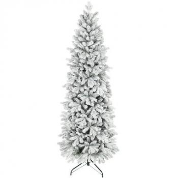 Green Glow Pencil Tree – 7 ft, Realistic Tips, Snow Effect
