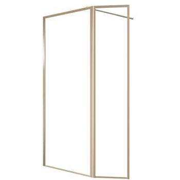 Marwell Walk-in-Dusche Golden Frame, Einscheibensicherheitsglas, 180° schwenkbare Flügeltür, Aluminiumrahmen in gebürsteter Goldoptik