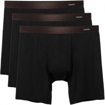 Boxers Separatec Confortables en Fibre de Bambou pour Hommes, Lot de 3 (S, Noir)