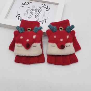 Gants chauds demi-doigt dessin animé pour enfants