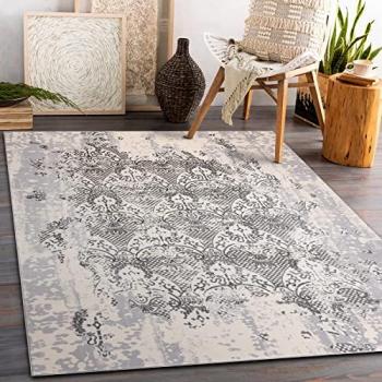 Tappeto Core W3824 Ornamento Vintage 140x190 cm – Pile a Due Livelli Crema/Grigio Grey