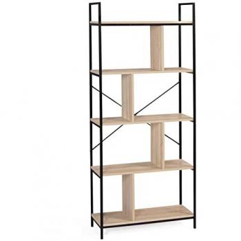 Bibliothèque style industriel bois et métal 5 niveaux